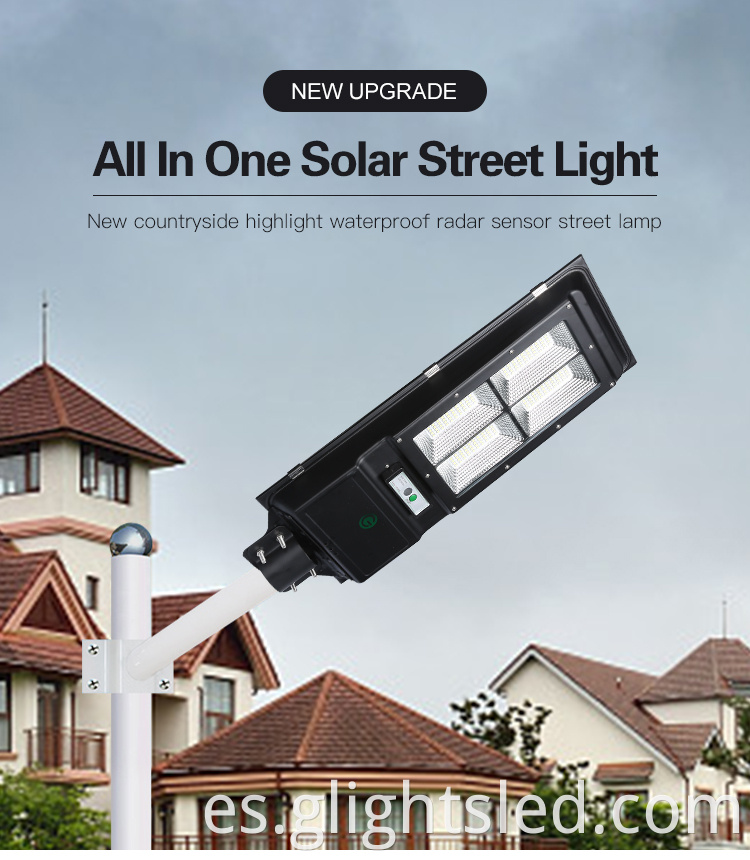 Nuevo diseño SMD SMD impermeable Sample Iron IP65 todo en una lámpara de calle LED solar de 80W 100W